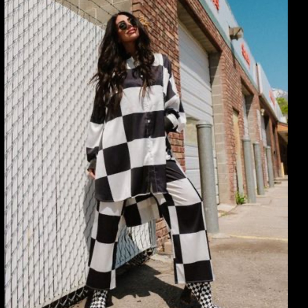 Dressed in LALA Black and White Wide Leg Jumpsuit